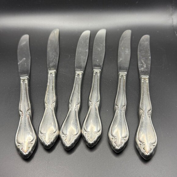 Oneida Other - 6 Oneida Stainless Steel Berkeley Pattern Dinner Knives 8.50" Floral Design